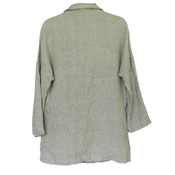 Rachel Zoe Linen Blazer Beige Core Minimal Relaxed Fit Long Lightweight Jacket - Picture 2 of 14